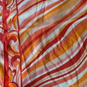 Oscar de la Renta Red and Orange Swirl Scarf